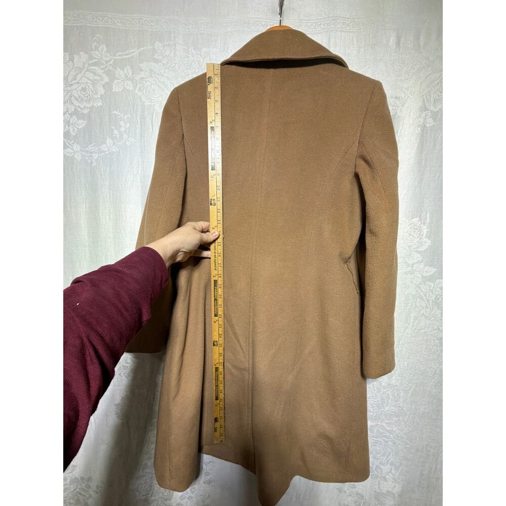 Petite Sophisticate Pea Coat Medium Camel Tan Wool Cashmere Lined Double Breaste - Picture 10 of 11